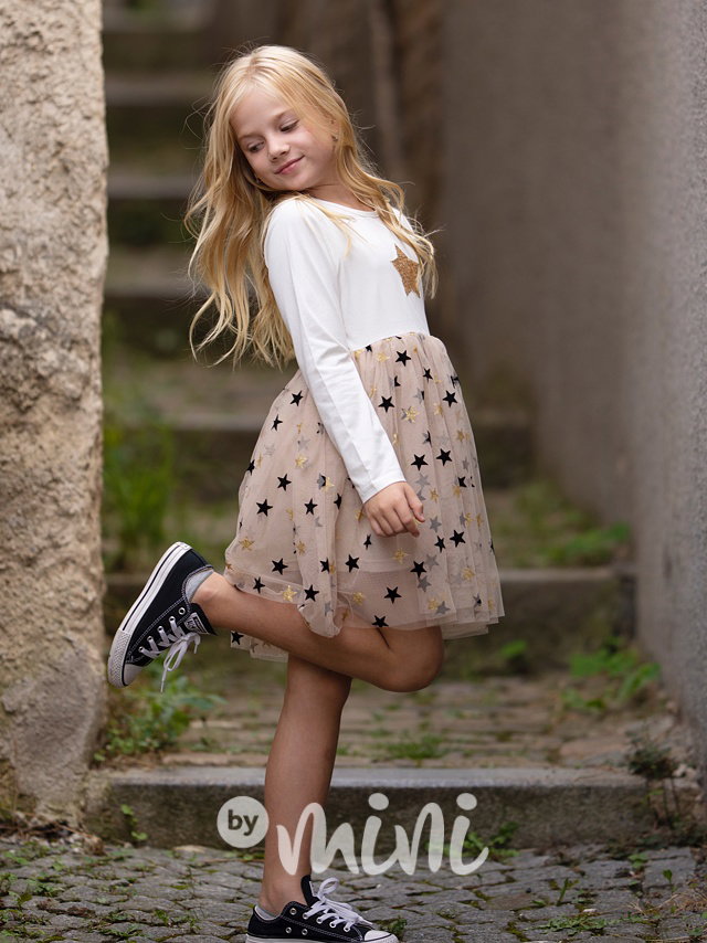 STARS šaty s tylem white/beige