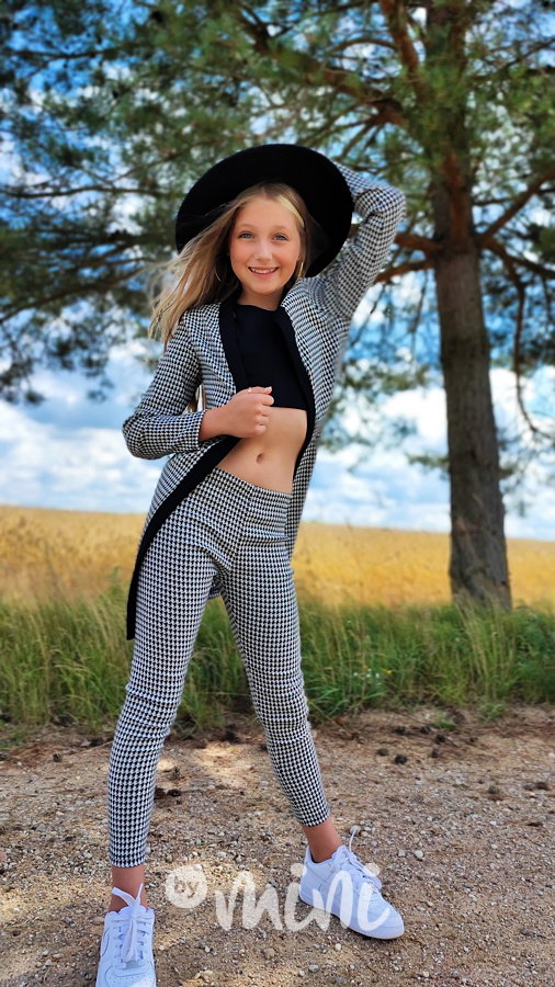 Pepitka kardigan + legíny