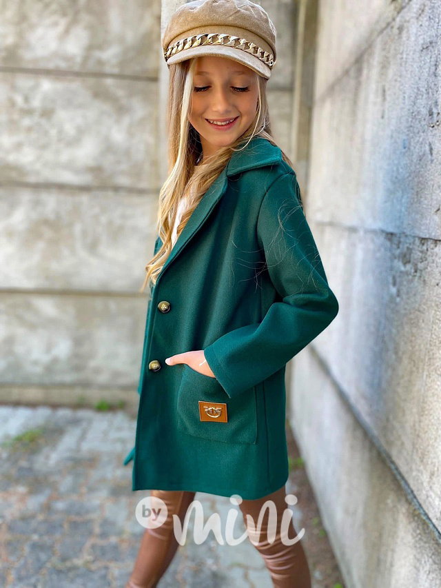 Flaušový kabát smaragd