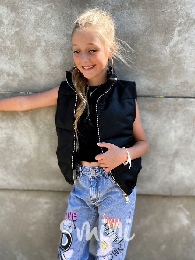 Eco leather černá vesta