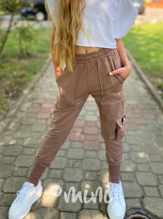 Cargo kalhoty s vysokým nápletem beige