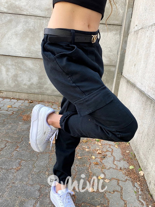 Cotton jeans kapsáče s páskem black