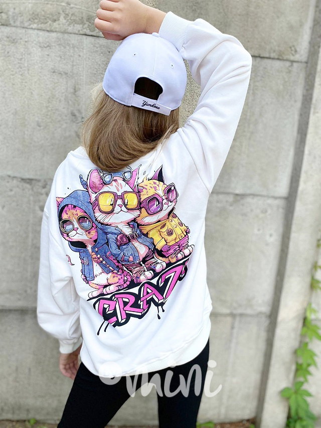 Crazy cats mikina white