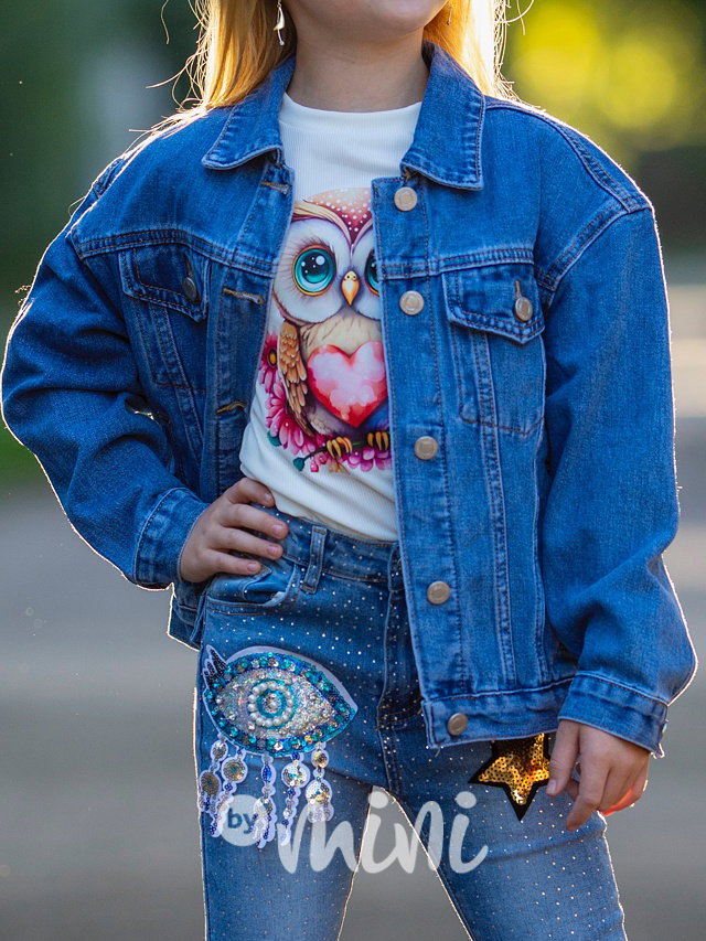Fashion jeans bunda s aplikací
