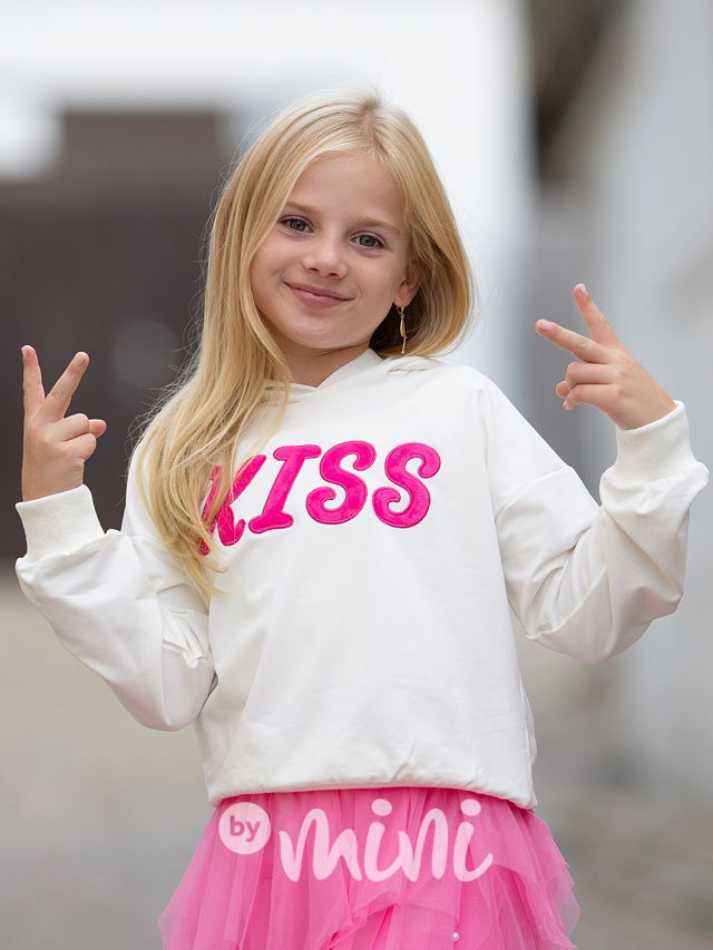 Mikina Kiss s rohy na kapuci cream