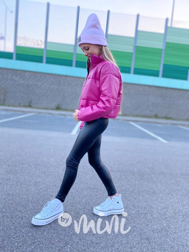 Podzimní crop bunda pink
