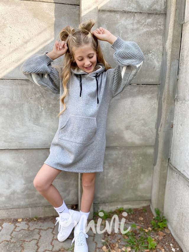 LOVE teplá hoodie mikina šedá