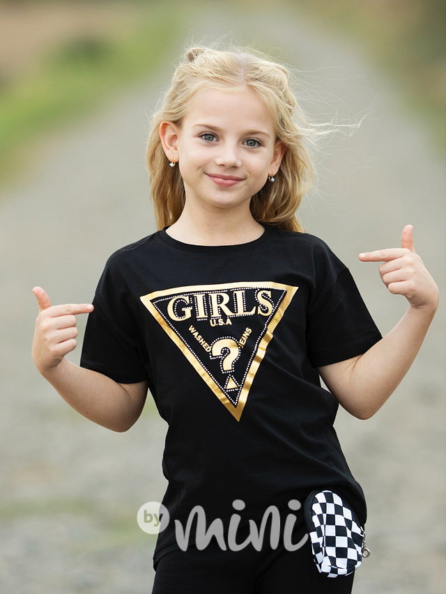 GIRLS triko s kamínky černé