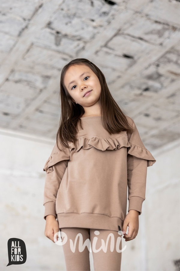 Frill tunika + žebrované legíny beige