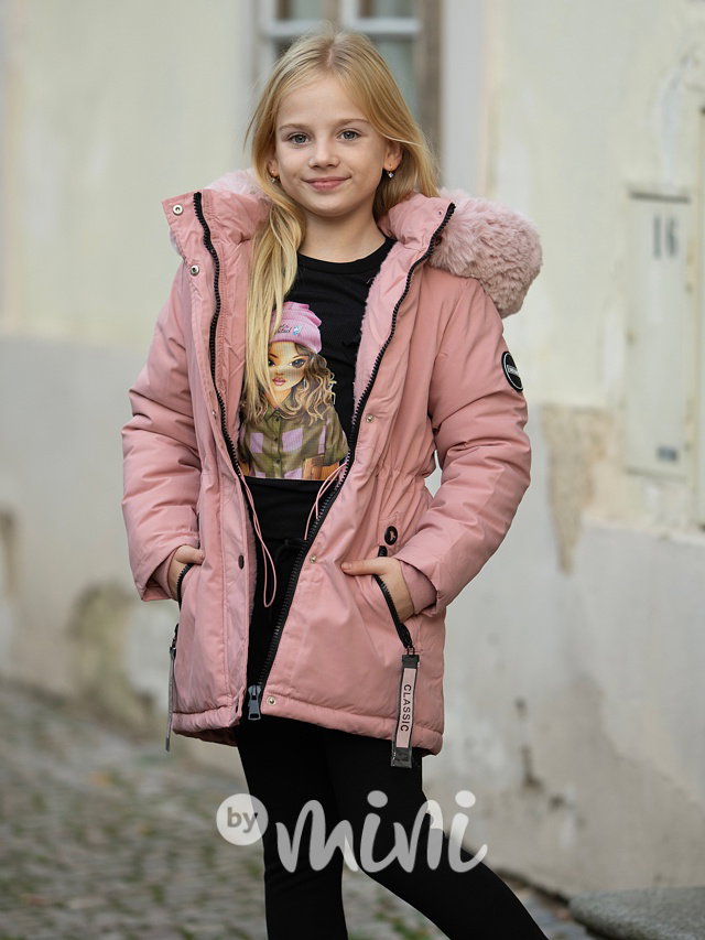 Sporty růžová zimní parka