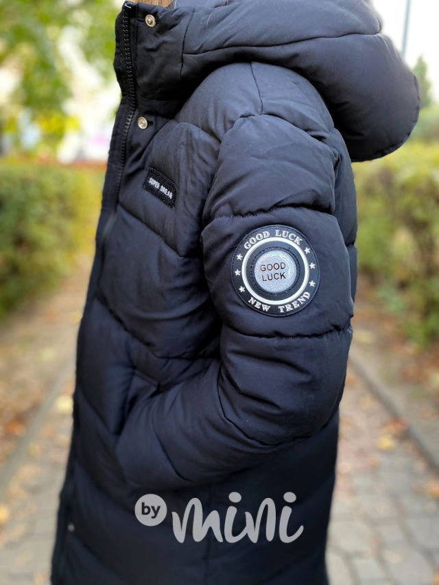 Ultra dlouhý zimní kabát černý