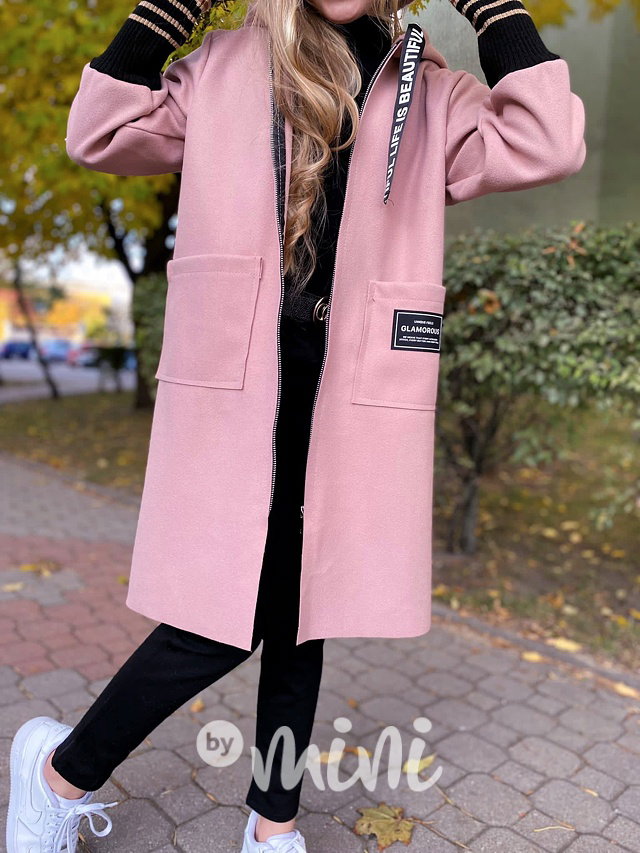 Fashion flauš kabátek s náplety pink