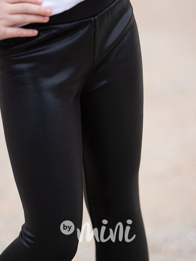 Thermo legíny eco leather černé