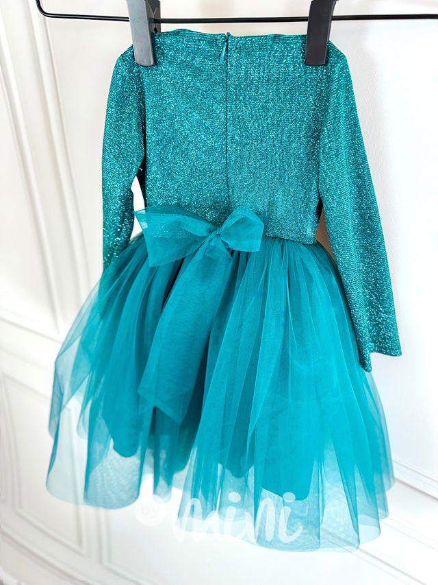 PREMIUM turquoise tylové šaty