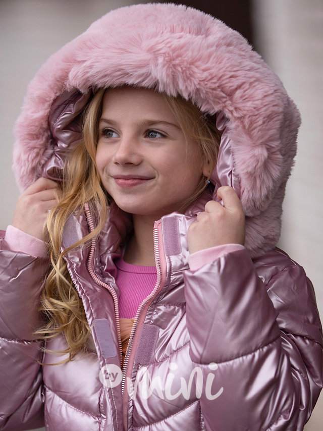 PREMIUM zimní kabát metallic pink