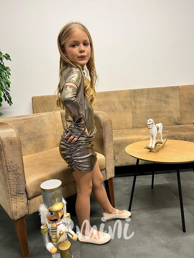 Metallic mini šaty gold