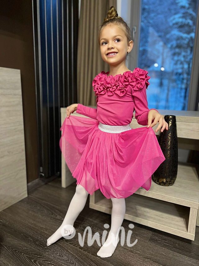 Maxi frill blůzka růžová