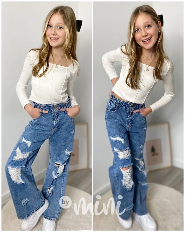 Fashion ripped maxi jeans švédy