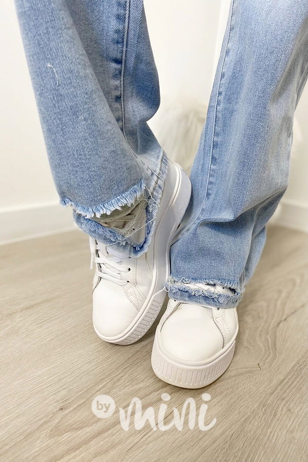 Fashion jeans ripped švédy s kamínky