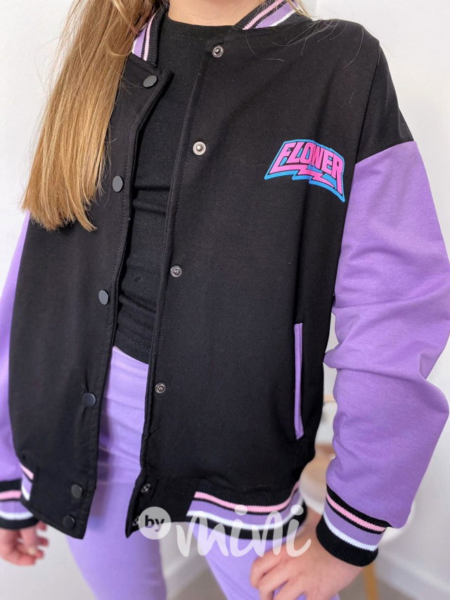 Flower bomber mikina black/lila