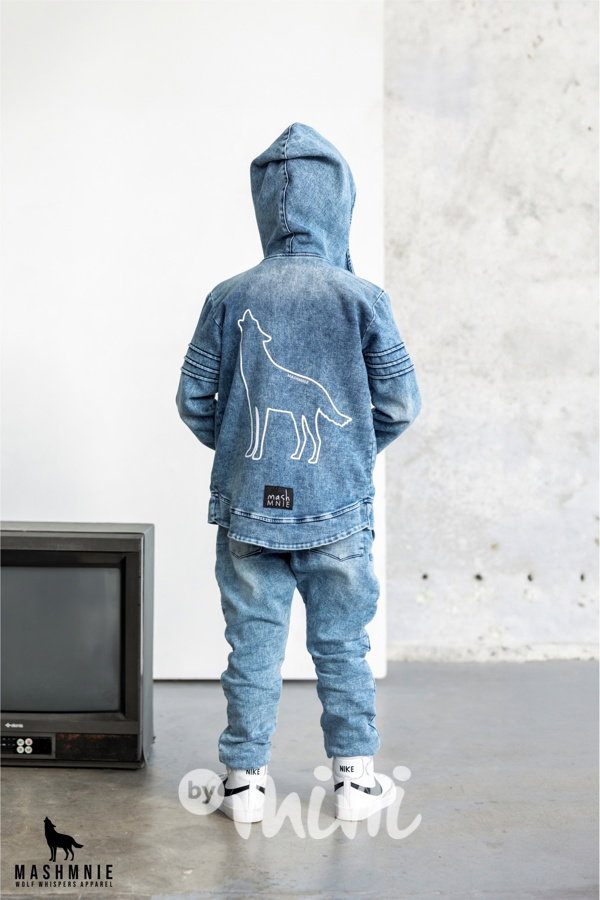 Mash Mnie cotton biker mikina WOLF acid blue