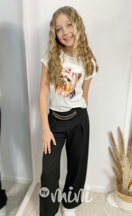 Společenské široké kalhoty s řetízkem