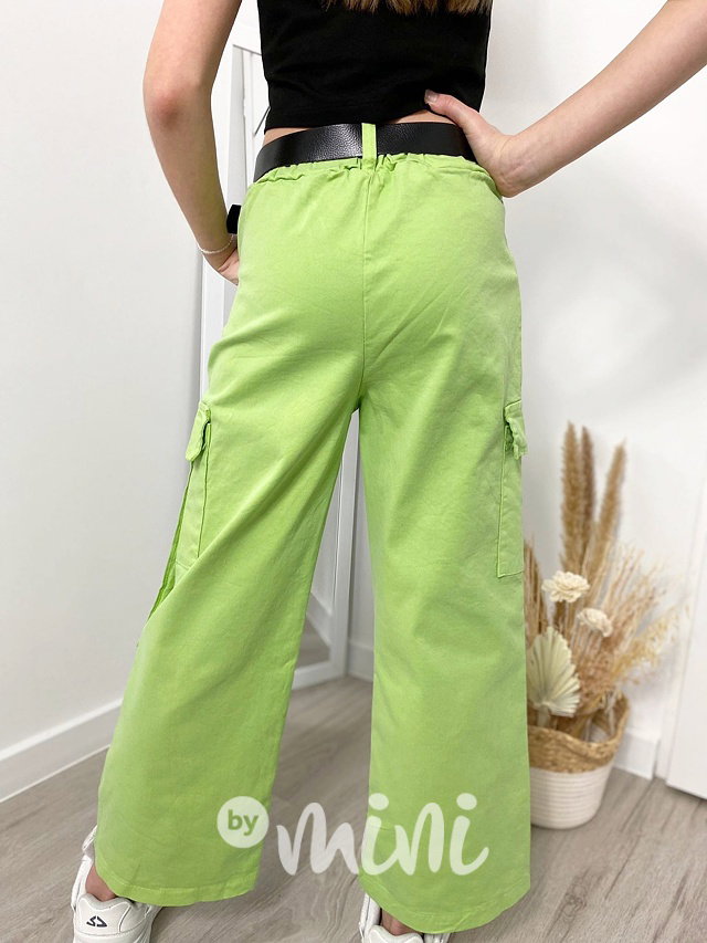 Široké kapsáče s páskem green apple