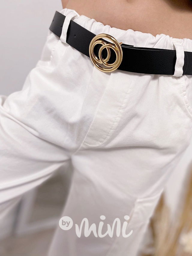 Široké kapsáče s páskem white