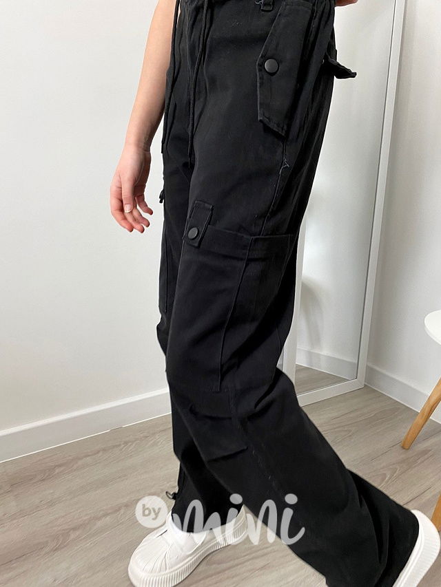 Maxi fashion švédy se šňůrkami černé