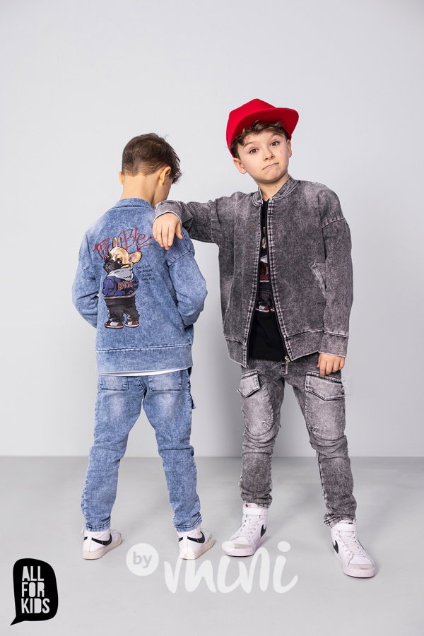 All for kids mikinová bunda Trouble denim black