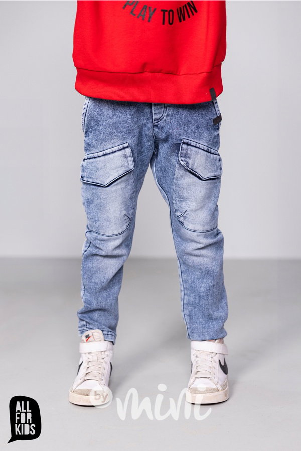 All for kids cargo denim kalhoty blue