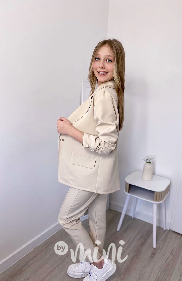 ELEGANT sako + kalhoty beige