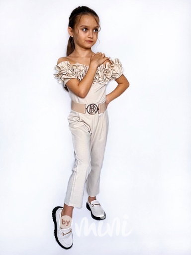 Maxi frill elegant overal béžový