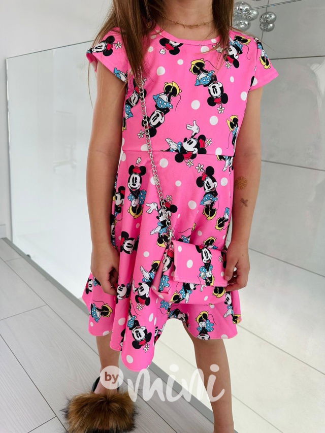 Minnie šaty s kabelkou pink