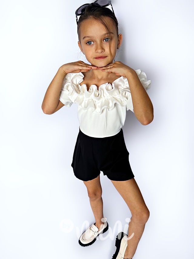 Maxi frill letní elegant overal black/white