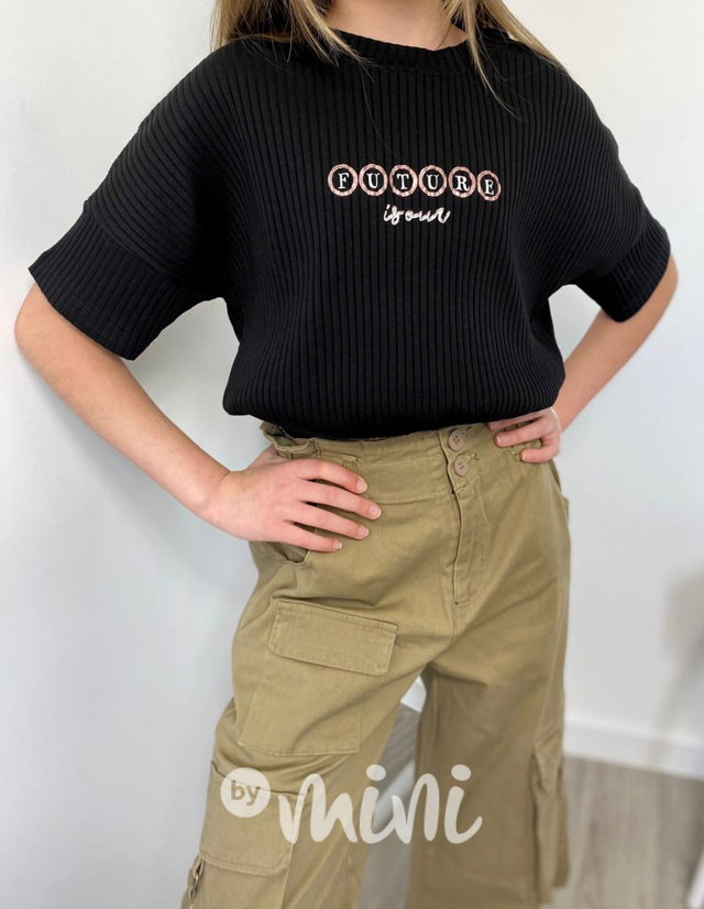 FUTURE žebrovaný oversize crop top