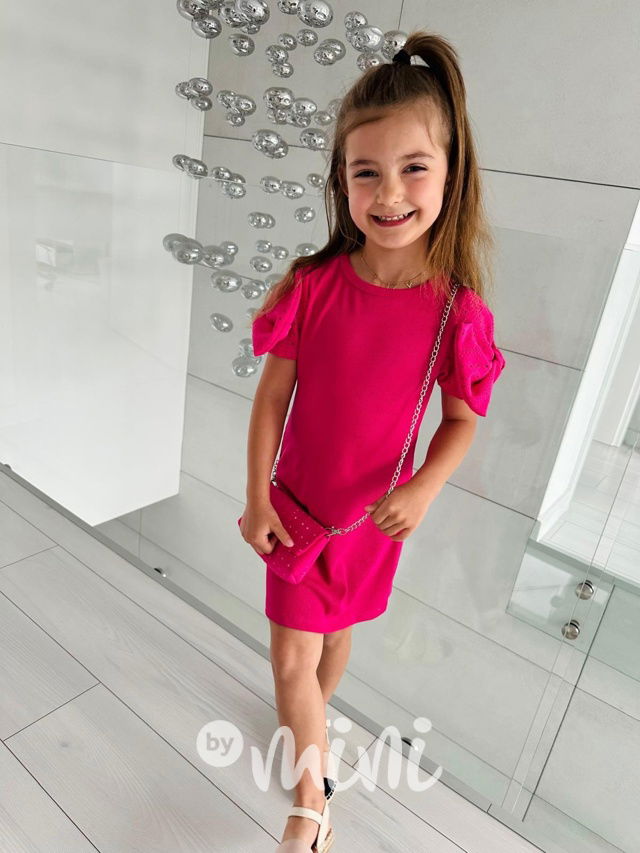 Mašličkové šaty s kabelkou malina