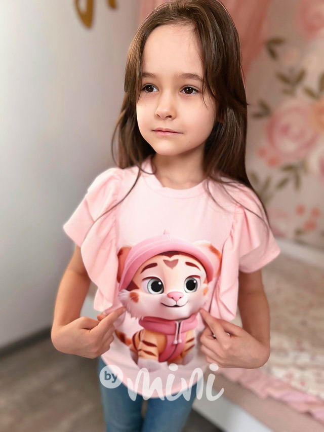 Baby tiger volánková blůzka pink
