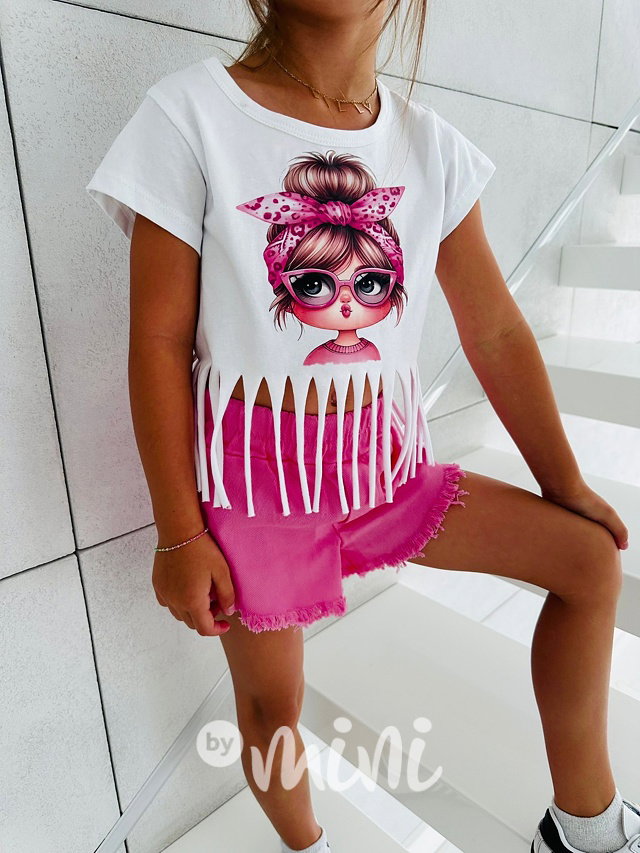 Dark pink top + kraťasy