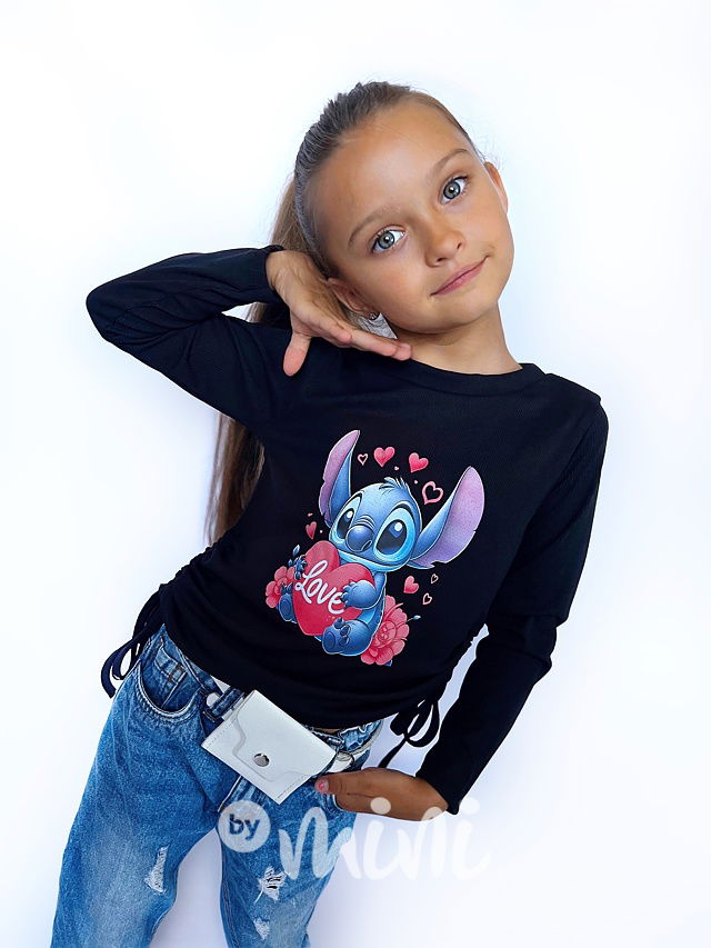 Lilo & Stitch longsleeve blůzka na stahování černá