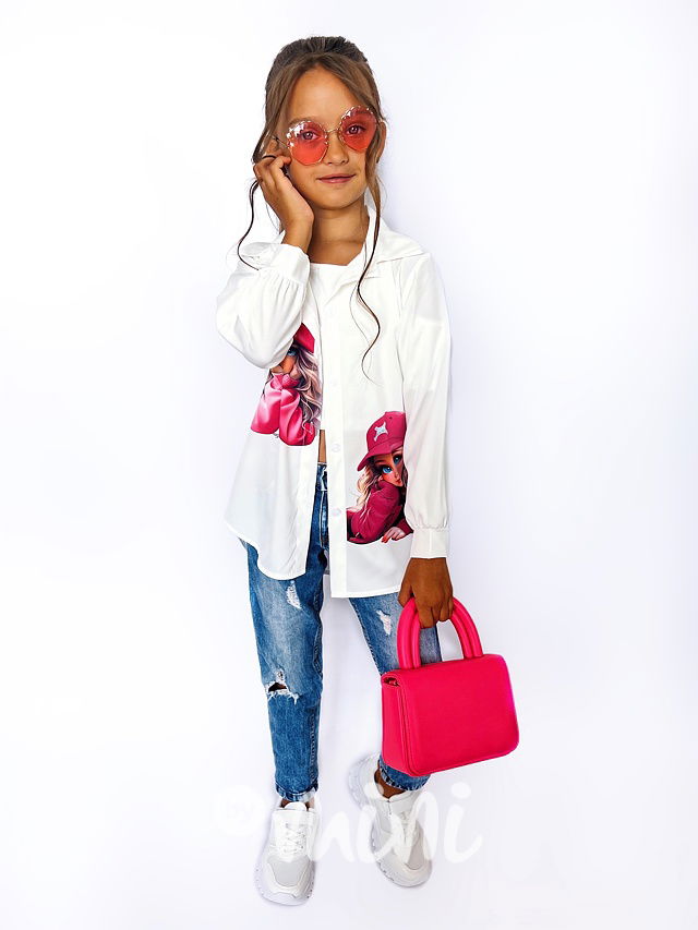 Cutie long košile white/pink