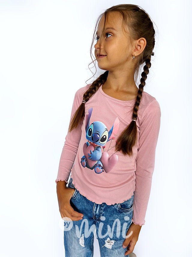 Lilo & Stitch žebrovaná blůzka růžová