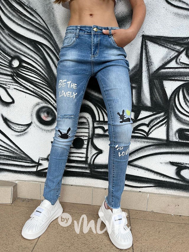 Denim jegginy s potiskem Lovely