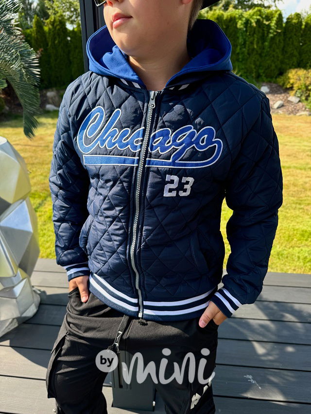 Prošívaná hoodie bunda Chicago blue