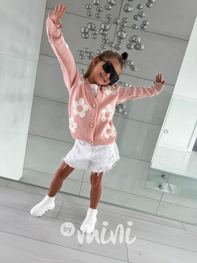 Flower svetřík s perličkami růžový