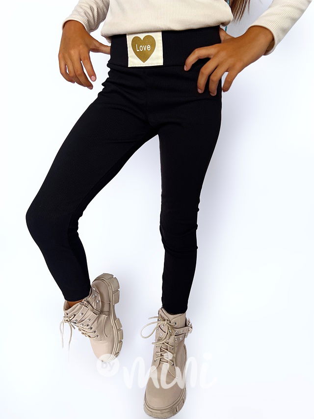 LOVE žebrované legíny black