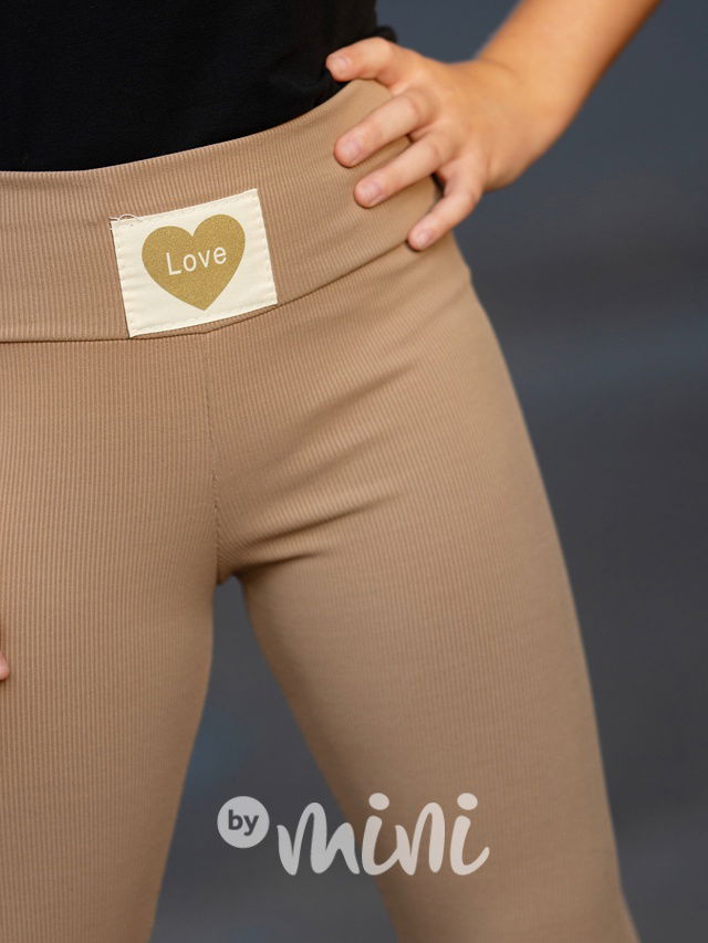 LOVE žebrované legíny beige
