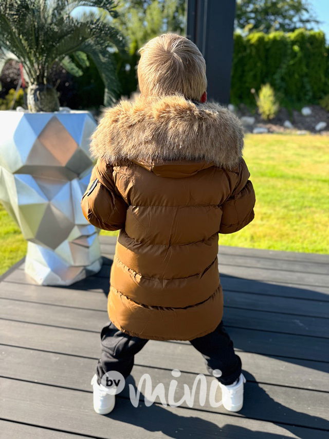 Zimní parka s kožíškem béžová