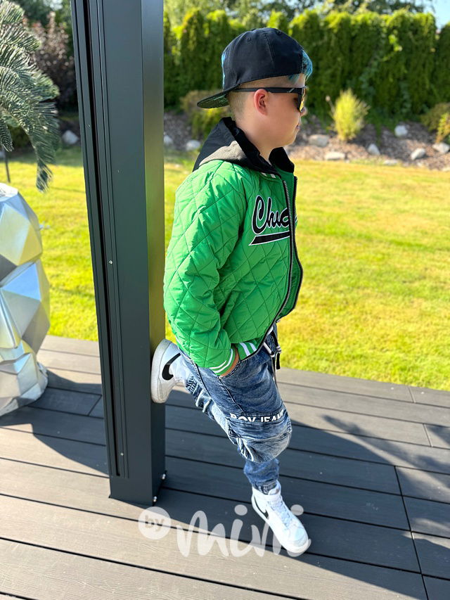 Prošívaná hoodie bunda Chicago green