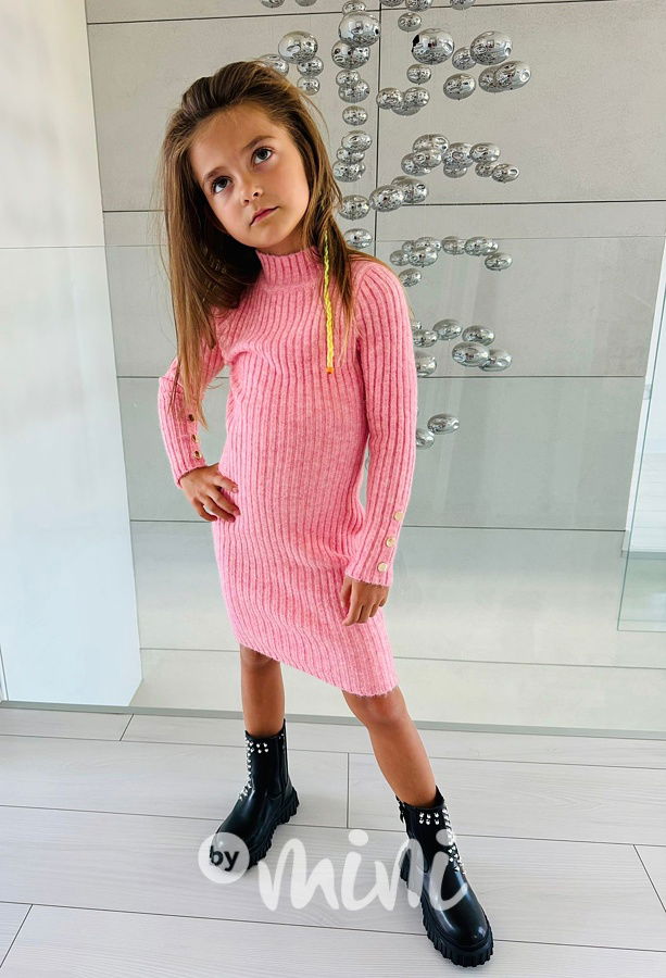 Podzimní svetříkové šaty PINK